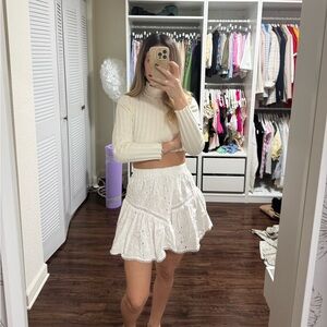 White Eyelet Mini Skirt